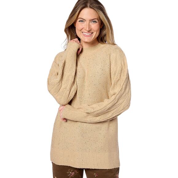 Jingle Belles by Kim Gravel Sparkling Sequin Mock Neck Sweater Size Large - Picture 1 of 3